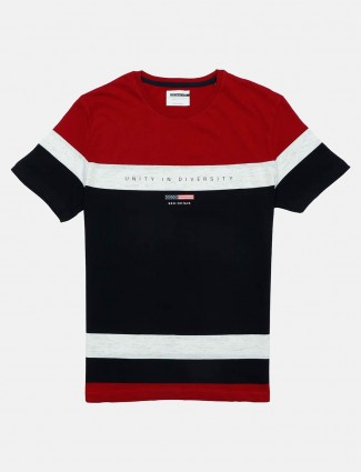 Octave round neck stripe red and black t-shirt