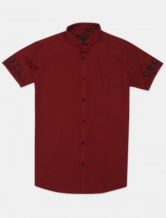 Old Garage maroon casual shirt in cotton