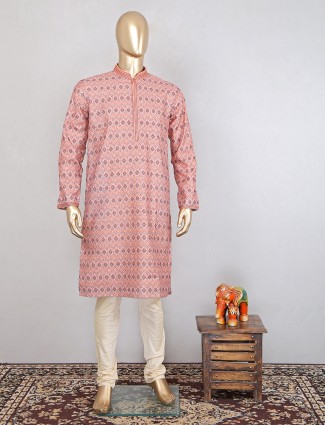 Onion pink cotton festive special kurta suit