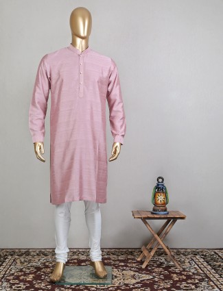Onion pink designer raw silk festive wear kurta suit