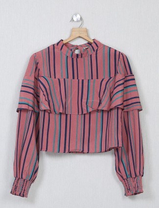 Onion pink striped cotton top for women