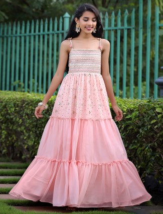 Party occasion designer pink hue gown