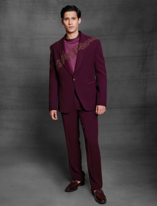 Party wear purple terry rayon coat suit