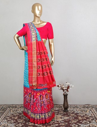 Patola silk saree for wedding ceremonies in stunning aqua