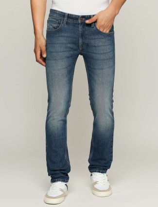 Pepe Jeans blue mid rise slim fit washed jeans