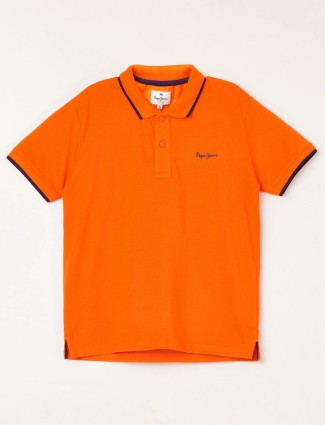 PEPE JEANS cotton orange polo t-shirt