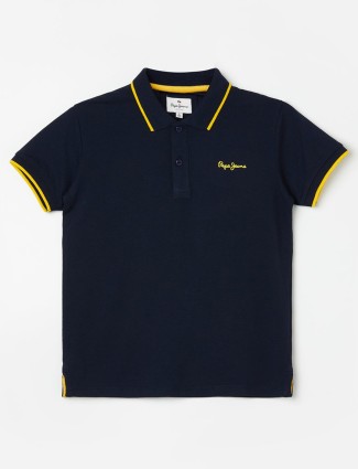 Pepe Jeans navy cotton half sleeves t shirt