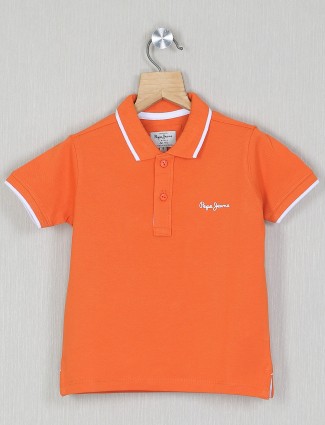 Pepe jeans presented orange hue solid t-shirt