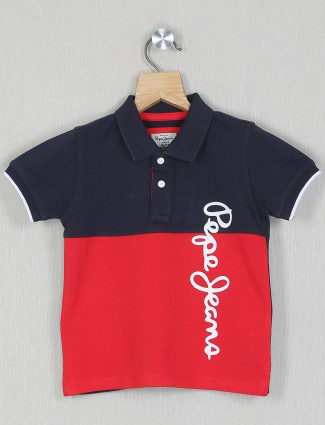 Pepe jeans red and blue shade casual t-shirt