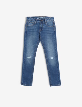 PEPE JEANS washed ripped blue jeans