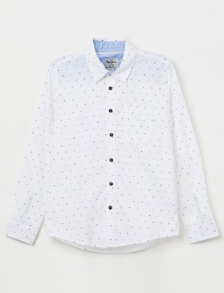 Pepe Jeans white casual wear printed shirt