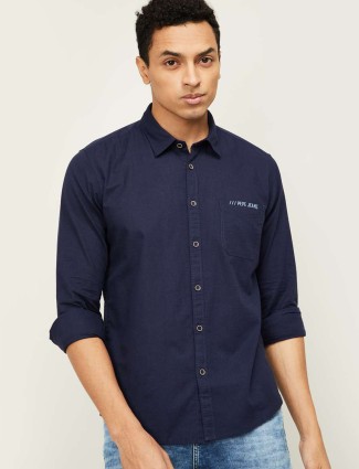 Pepe solid navy hued casaul wear shirt in cotton