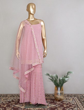 Pink designer sharara salwar kameez for women