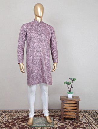 Pink kurta suit in cotton hued for mens