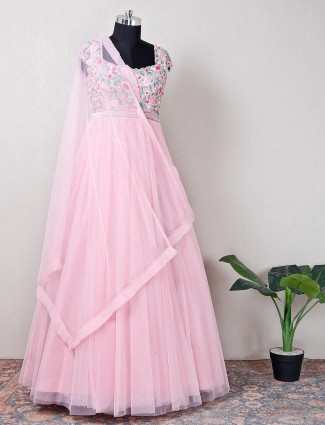 Pink net wedding collection anarkali suit