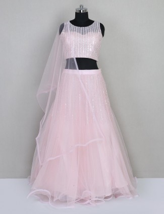 Pink net wedding wear designer lehenga choli