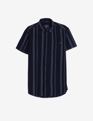 PIONEER navy stripe cotton shirt