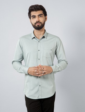 Pioneer solid grey cotton casual wear shirt