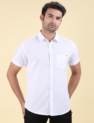 Pioneer solid white cotton shirt