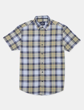 Pioneer yellow cotton casual wear shirt for mens
