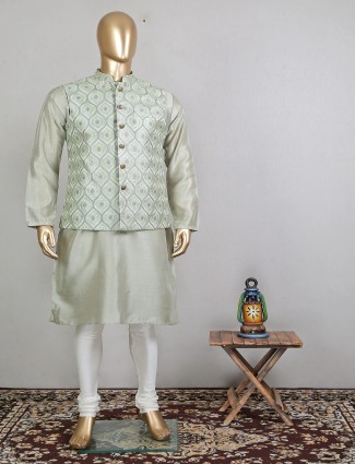 Pista green silk wedding wear wasitcoat suit for mens