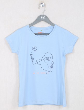 Presented powder blue shade casual top for women