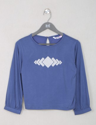 Printed blue women top in cotton