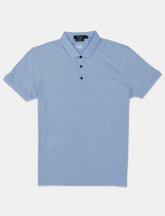 Psoulz printed blue polo t-shirt