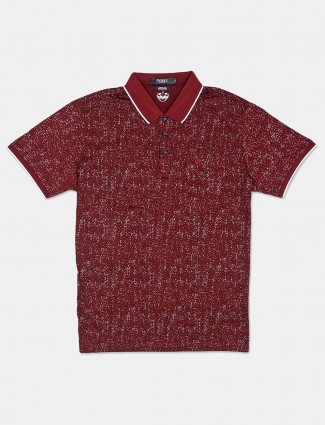Psoulz solid maroon casual mens t-shirt