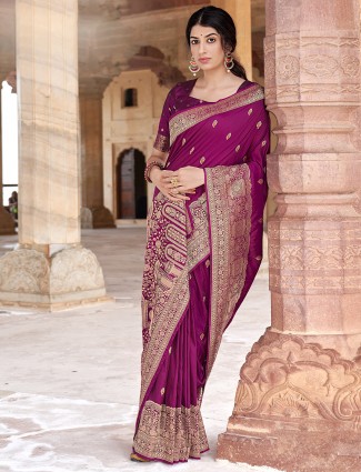 Purple special silk saree for wedding function