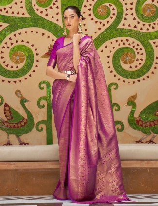 Purple trending kanjivaram silk saree for wedding