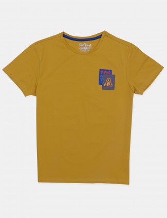 Raxstraut presented solid style ochre-yellow shade t-shirt
