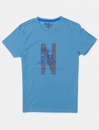 Raxstraut printed style sky blue t-shirt for mens