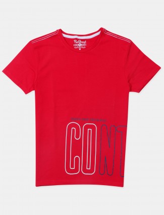Raxstraut red hue printed t-shirt for mens in cotton