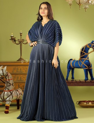 Reception and party events designer georgette gown in amazing blue