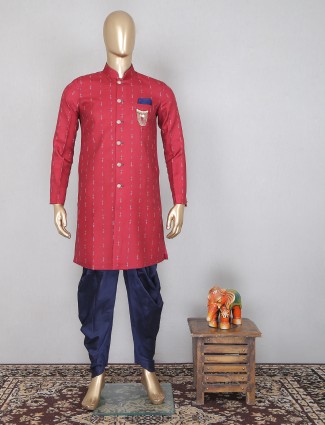 Red color designer indo-westren sherwani in cotton silk