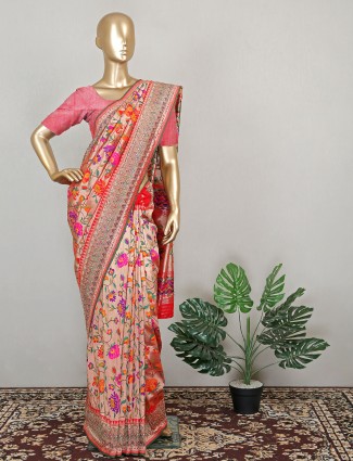 Red  designer traditional silk wedding functions saree