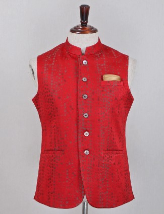 Red hued texture silk waistcoat