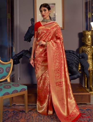Red kanjivaram silk saree for wedding