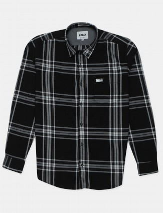 Relay black checks shirt for mens in cotton