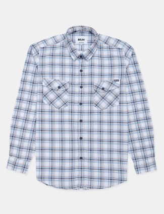 Relay checks style cotton shirt in blue