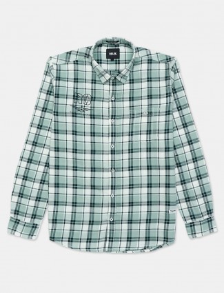 Relay green checks patern cotton mens shirt