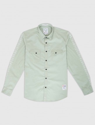 Relay light green colored solid shirt