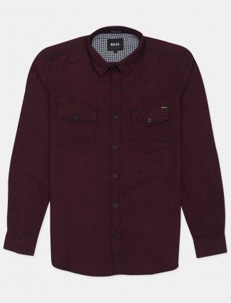 Relay presented maroon hue chex shirt for men in cotton