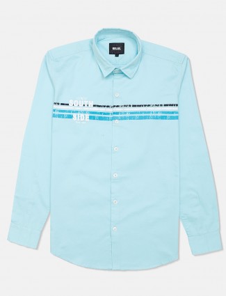 Relay printed sky blue shirt in cotton