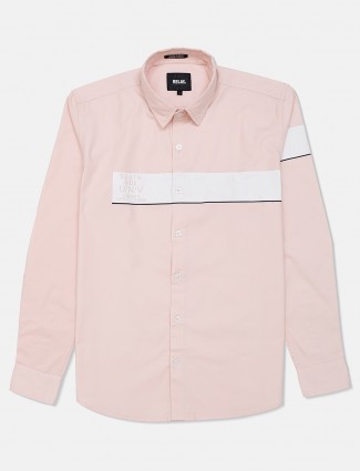 Relay solid pink cotton shirt for mens