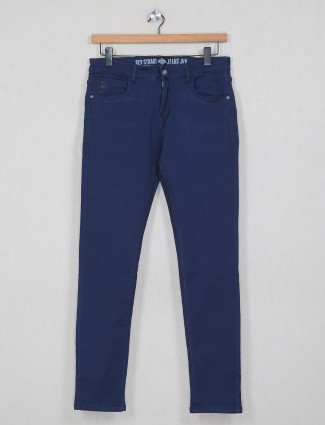 Rexstraut solid navy denim jeans for mens