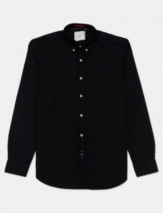 River Blue black casual buttoned down solid shirt