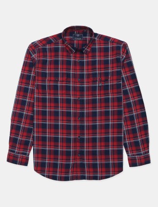 River Blue checks style cotton shirt in red