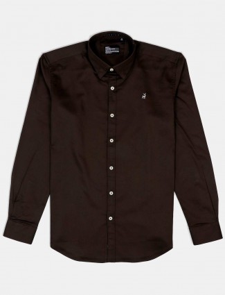 River Blue coffee brown solid mens shirt